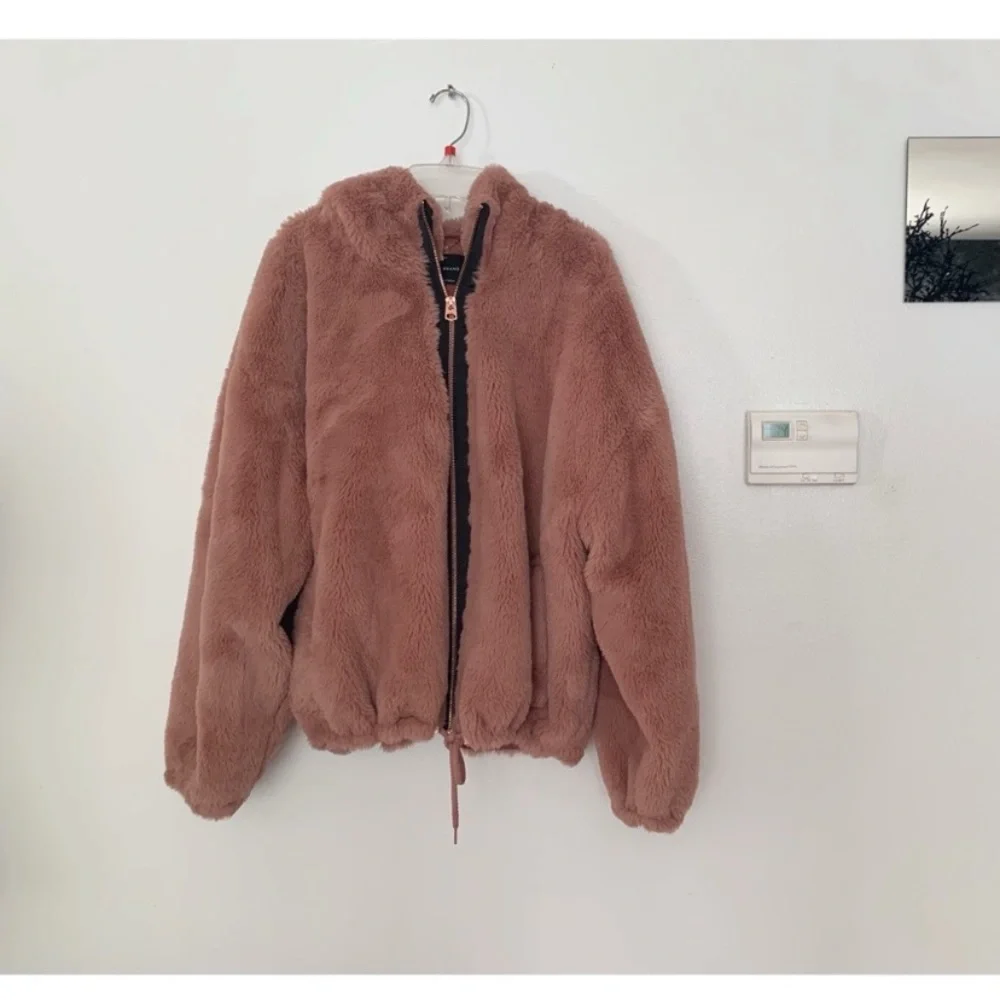 Lucky Brand Faux Fur Hooded Bomber Jacket Coat Size XL - Picture 2 of 11